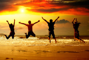Young people on the beach